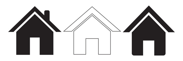 Simple monochrome house icon set
