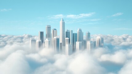 Fototapeta premium City in the Clouds: A Dreamlike Metropolis Above the Heavens