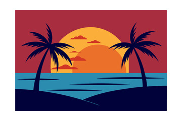 Obraz premium Summer Illustration Vector Sunny Seasonal on White Background