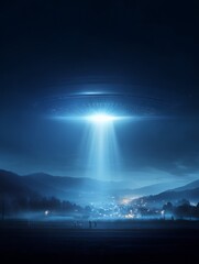 Ufo Beam Over Town at Night
