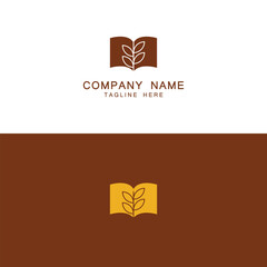 logo design combination of book and grain, logo for agricultural education, harvest, wheat, symbol, icon, idea, creative.
