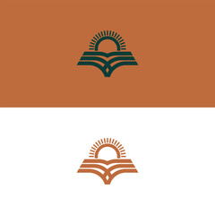 FARM BOOK FIELD SUN LOGO ICON ILLUSTRATION