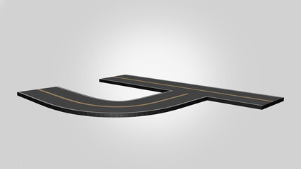 3D road floating number road and land image manipulation design highway concept speed tour and transport