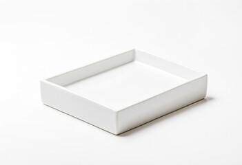 Naklejka premium A white square tray on a white surface.