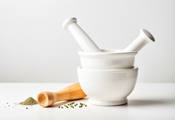 A mortar and pestle sitting on top of a table.