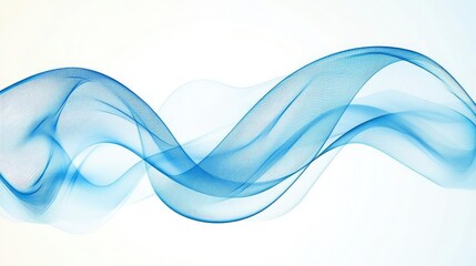Abstract Blue Wave Flow Background ,Minimalist Design With Dynamic Wavy Lines On White background