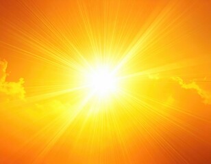 Obraz premium Radiant Celestial Luminescence: A mesmerizing shot of the sun, its incandescent glow emanating brilliant rays, with clouds softly embraced in a warm, golden embrace. 