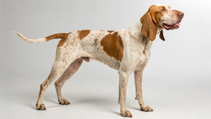 Bracco Italiano on studio background