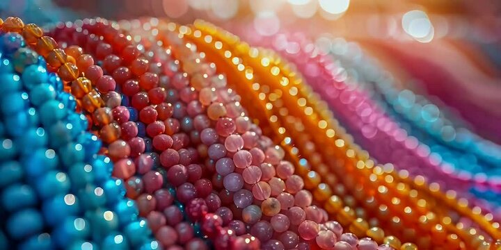 Jewelry making beads in close-up with copy space.