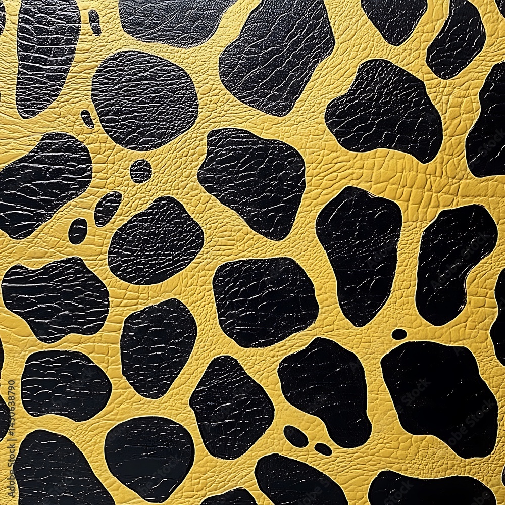 Poster abstract gold and black irregular shapes pattern. close up view of a textured surface with a unique 