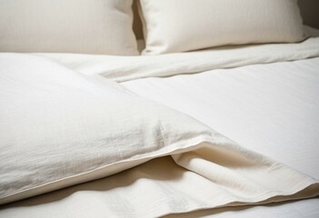 Obraz premium A close up of a white sheet on a bed.