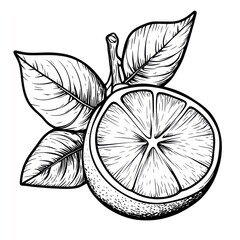 Hand-drawn illustration of a lime half with leaves.
