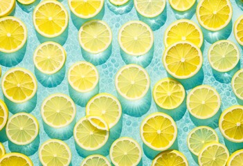 A bunch of lemons floating in a pool of water.