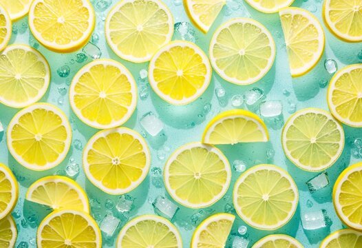 A bunch of lemons floating in a pool of water.