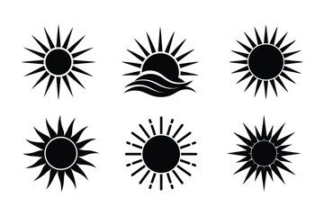 Set of Sun silhouette vector, Sun vector illustration