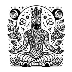 Fototapeta premium Meditative Animal Spirit Illustration with Nature Elements