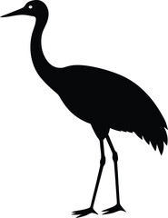 sandhill crane silhouette vector on white 