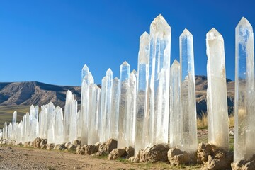 Crystal Columns against Blue Sky