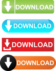 Colorful Download buttons icons vector design