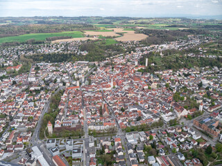 Ravensburg, Deutschland: Blick auf die Altstadt aus der Zeppelinperspektive