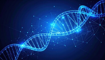 Abstract DNA Strand Digital Rendering Blue Glow Science Technology Background