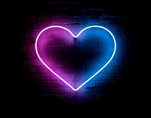 Neon Social Media Icons on Brick Wall - heart and like