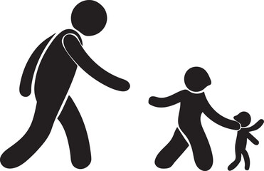 Father Holding Child Hand Silhouette Icon
