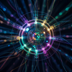 Fototapeta premium Futuristic technology core with glowing connections and energy flow concept