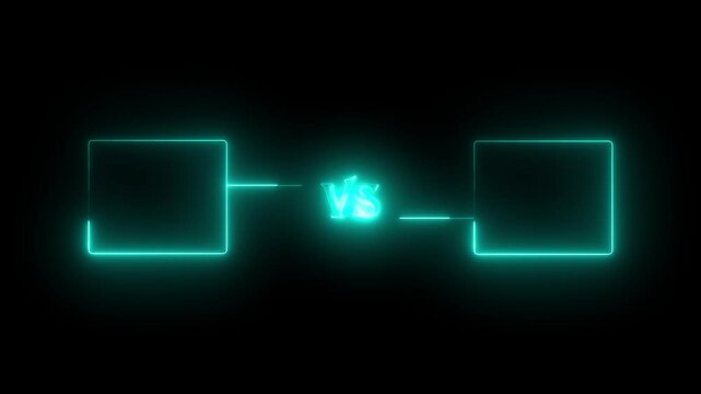 neon  v and s icon animation VS sign symbol on black background. neon  versus icon animation game match team sport sign symbol on black background