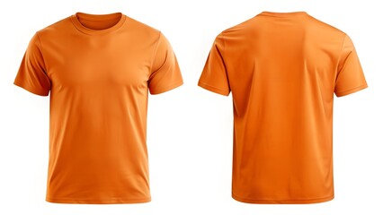 orange tee front and back on white background