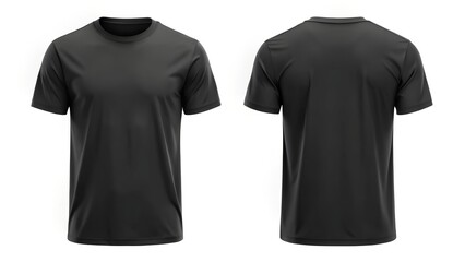 black panel tee front and back on white background