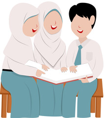 Fototapeta premium Happy Students Sharing a Book Together
