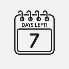 Countdown daily page calendar icon - 7 days left
