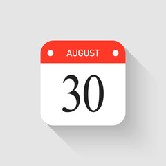 Vector icon page day calendar - 30 August month