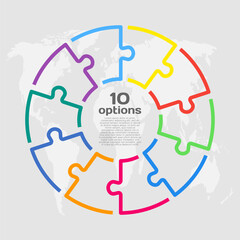 Circle diagram infographic in 10 steps or options