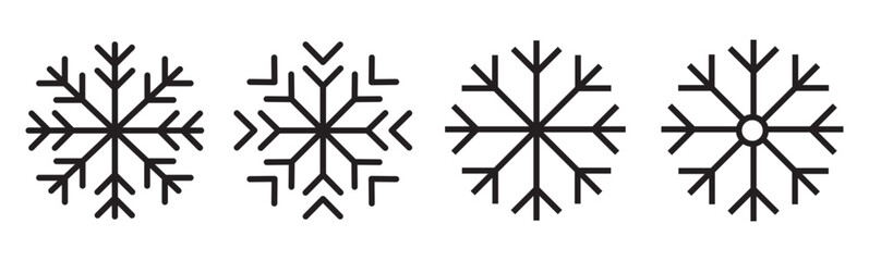 Snowflake icon vector set. snowflake collection. Frost background. Christmas icon. Set black snowflake icons collection isolated on white background. Winter snow symbol. snow vector set.