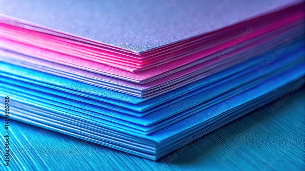 Leinwandbilder a vibrant stack of colorful paper sheets with a smooth, glossy finish, creating an abstract pattern 
