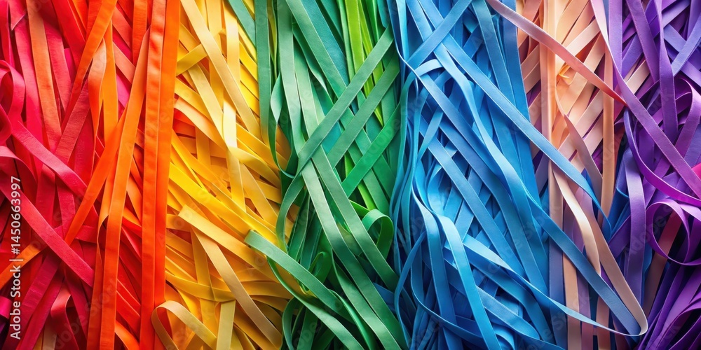 Leinwandbilder A vibrant collection of colorful ribbons arranged in a captivating pattern, creating a stunning display of color and texture.