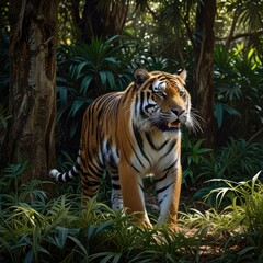 Majestic Tiger in Lush Jungle