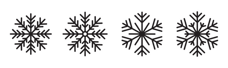 Snowflake icon vector set. snowflake collection. Frost background. Christmas icon. Set black snowflake icons collection isolated on white background. Winter snow symbol. snow vector set.