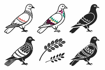 Obraz premium set of Dove silhouette vector illustration