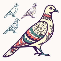 Obraz premium set of Dove silhouette vector illustration