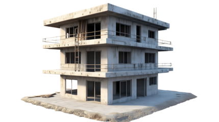 modern concrete apartment building under construction isolated png transparent cutout