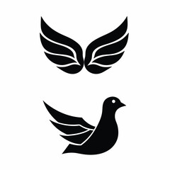Dove icon and logo silhouette vector illustration