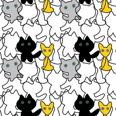 Seamless pattern with cartoon cats for textile and backgrounds.