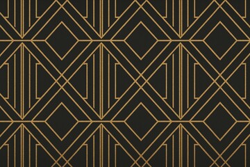 Gatsby-style vintage pattern, gold and black ornamental lines forming clean symmetrical structures
