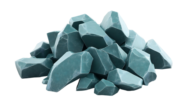 scattered pile of jagged turquoise rocks isolated png transparent cutout