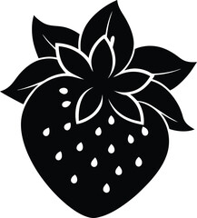 strawberry flower silhouette vector icon on white