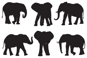 Fototapeta premium Elephant Vector Silhouette, vector illustration of a set of elephant silhouette