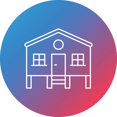 Hut Line Gradient Circle Background Icon